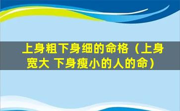 上身粗下身细的命格（上身宽大 下身瘦小的人的命）